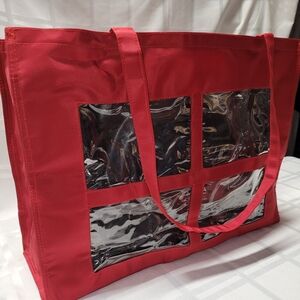 New without tags. Red Tote Bag with Transparent Panels for pictures.